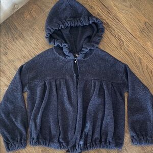 FREE PEOPLE HOODED SWEATER
TIE FRONT WOOL SIZE S
NAVY BLUE